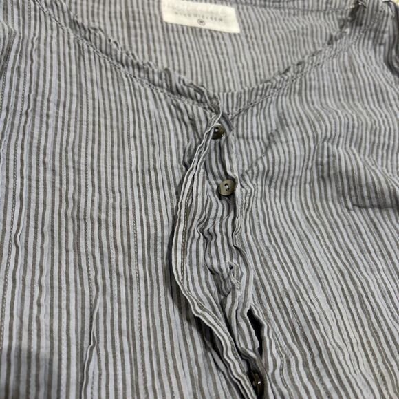 Khadi and Co. Bess Nielsen Blouse Stripe Medium Brown Blue - Picture 16 of 16
